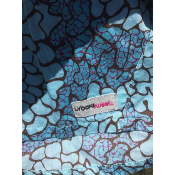 Urban & sweet size medium scrub top scrubs womens blue brown feminine - Picture 3 of 12